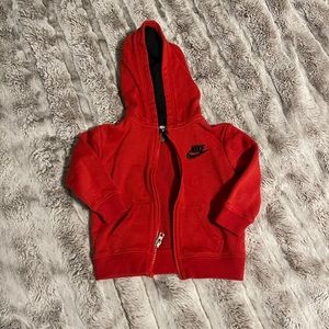 Nike 12 months zip up hoodie. Red and black.